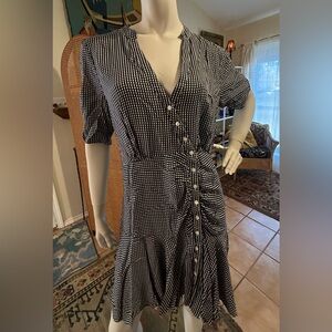 Free People Black and White Gingham Midi Dress sz Large